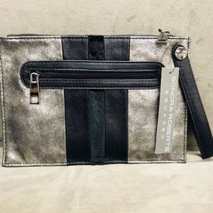 SondraRoberts ColorBlocked Metallic Crackle Clutch-NWT-Boutique